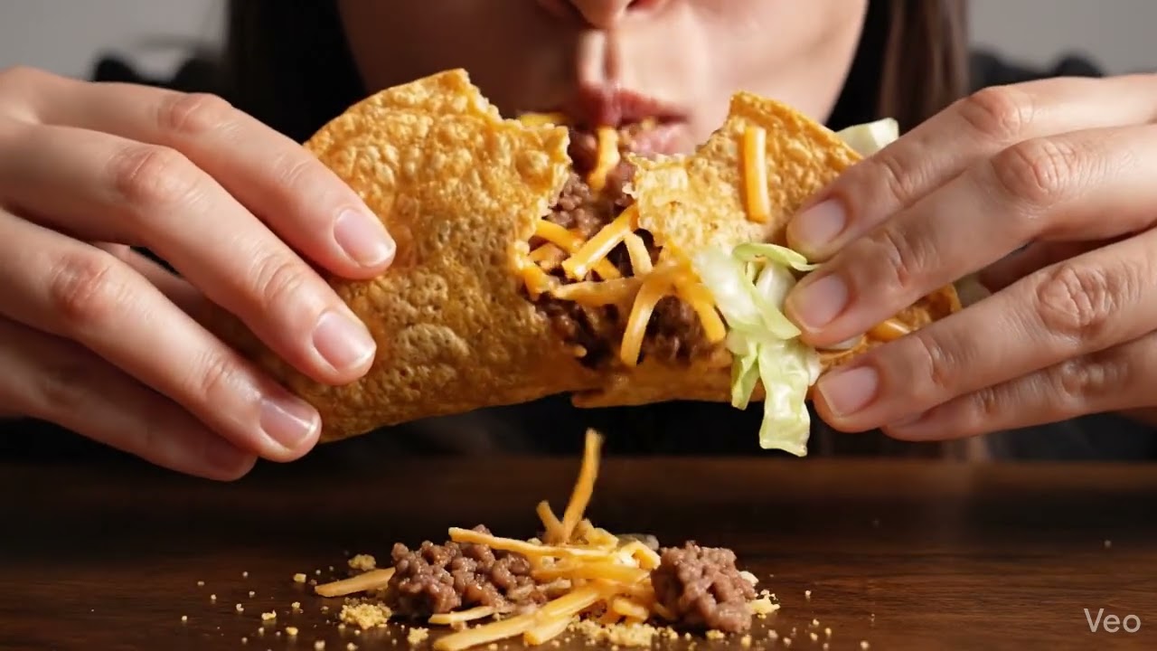 Taco Bell ASMR 🌮 | Crunchy Taco Bite  #asmr #food #ai  #mukbang #relaxing #eating #anime
