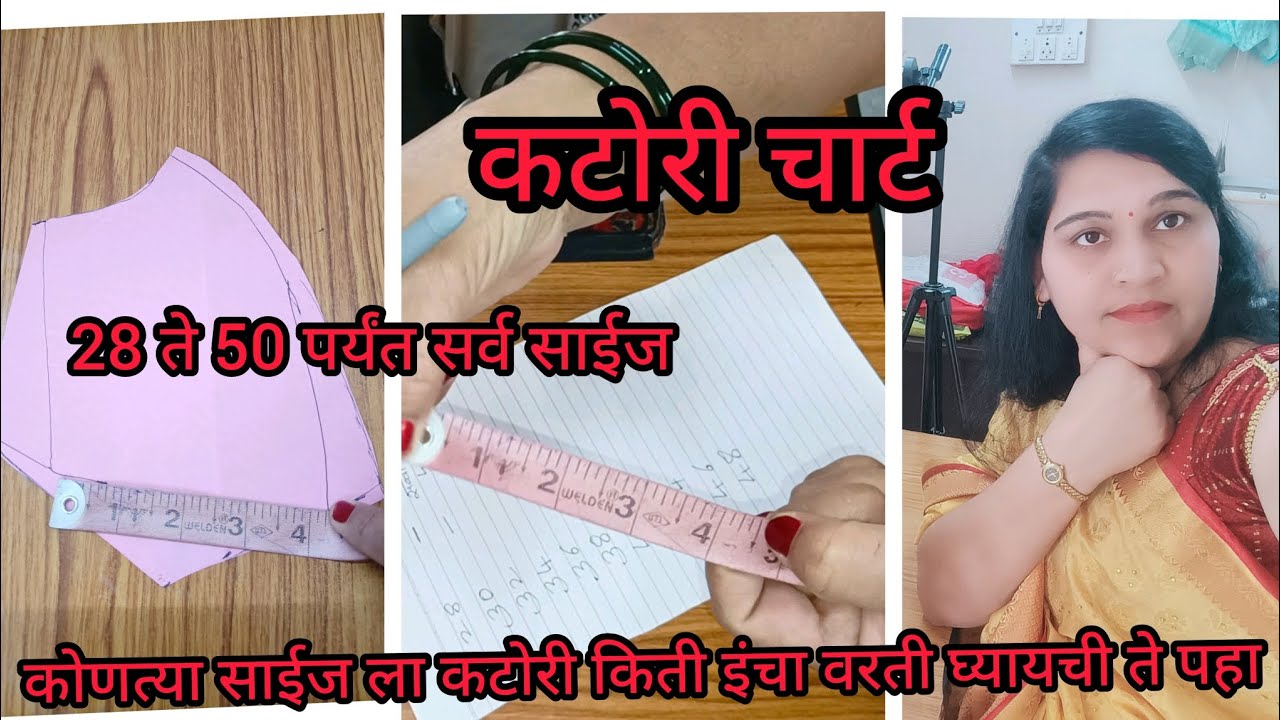 28 ते 50 साईज साठी कटोरी किती इंचाची घ्यायची यासाठी कटोरी चार्ट पहा/katori measurement chart viral