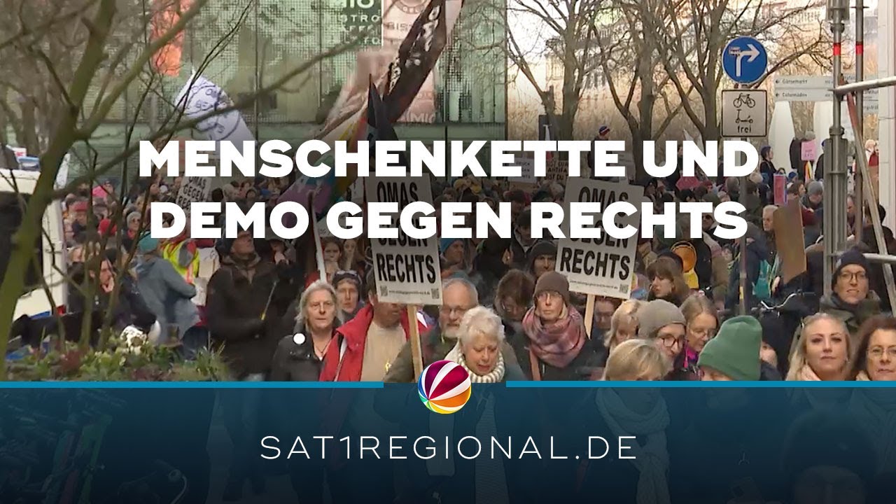 Menschenkette und Demo gegen Rechts in Hamburg