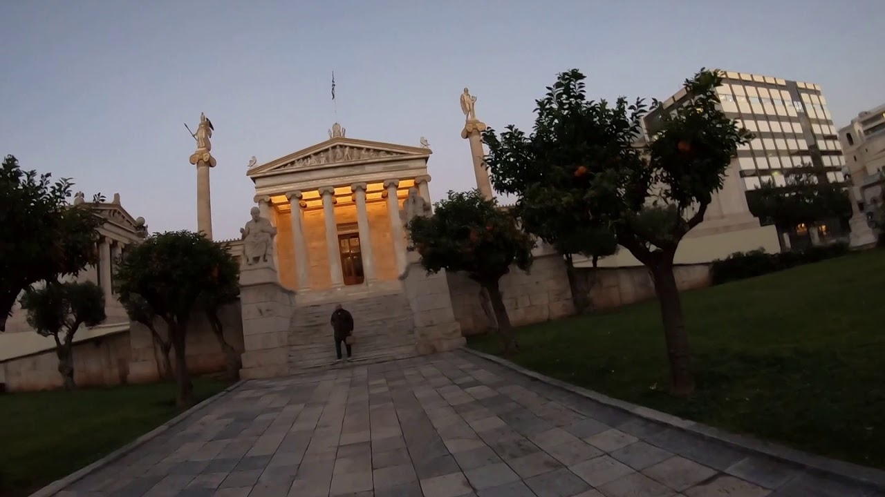 Walking from Syntagma square to the Academy of Athens and the National Library