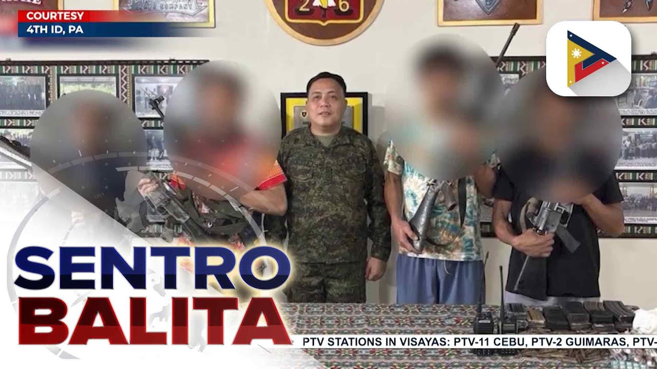 Apat na miyembro ng NPA, sumuko sa Agusan del Sur; high-powered firearms, isinuko rin