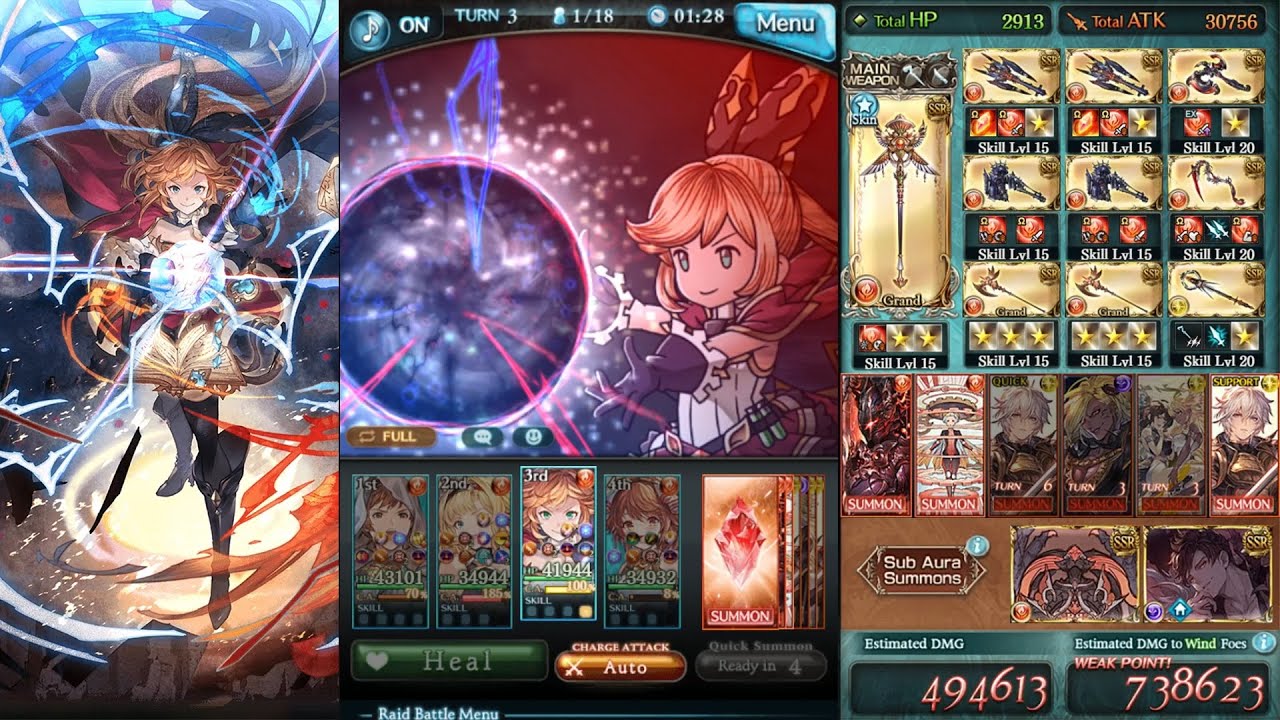[GBF] Tiamat Aura Omega Lv 200 - Clarisse FLB Showcase - Fire Premium Magna Manadiver【グラブル】