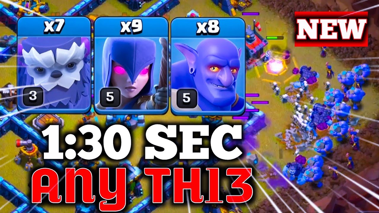 TH13 Yeti Bowler Witch Attack With 10 Zap Spell | Best TH13 Attack Strategy in Clash of Clans