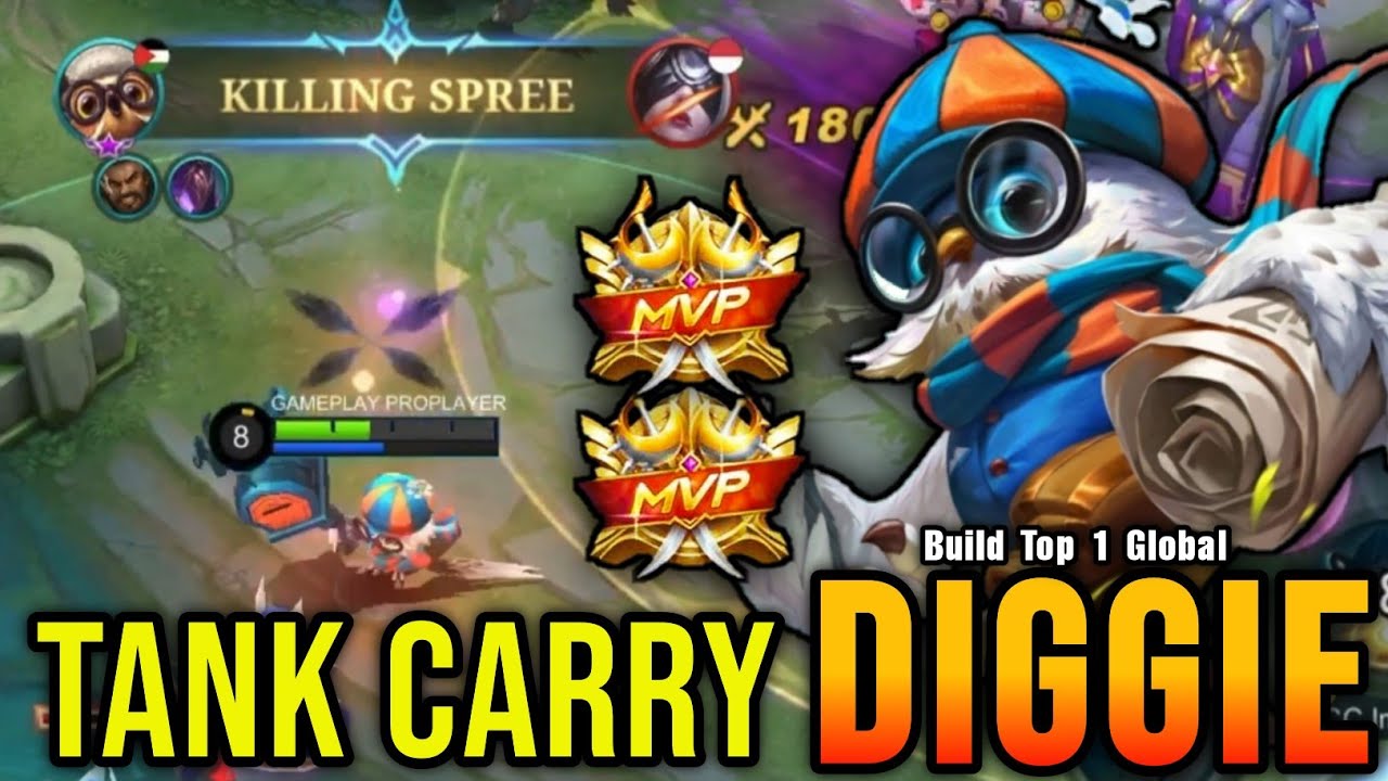 Tank Carry!! Diggie The Annoying Hero!! - Build Top 1 Global Diggie ~ MLBB