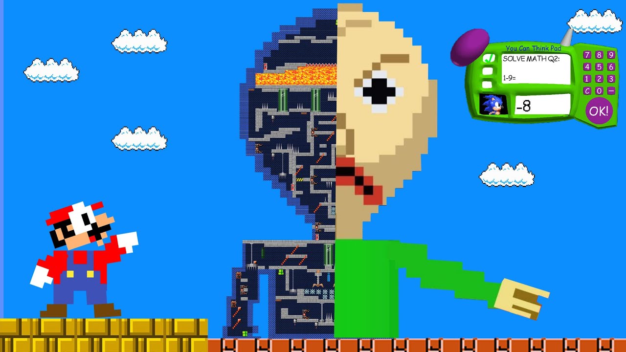 BALDI'S BASICS VS SUPER MARIO & SONIC! Game animation (Maze Baldi) | Pacman Parody