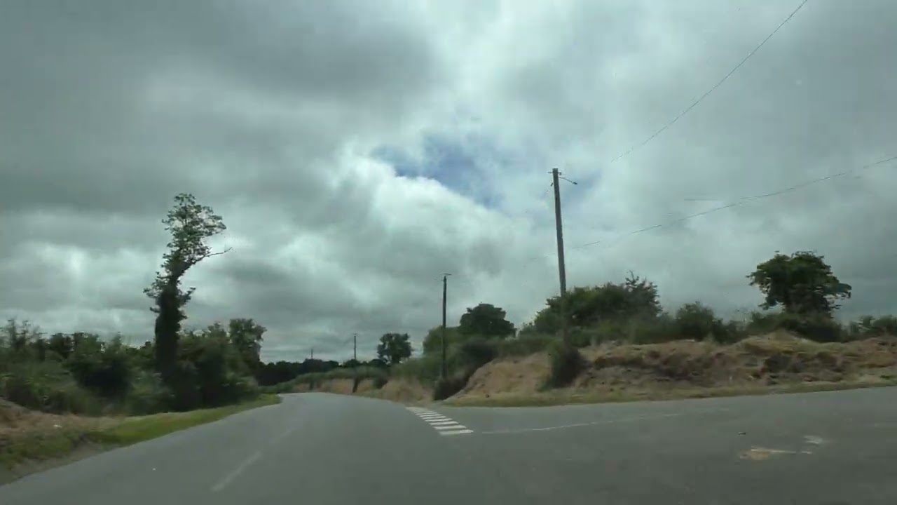 Driving From 22160 Le Croissant To 22110 Kergrist Moëlou, Côtes d'Armor, Brittany, France