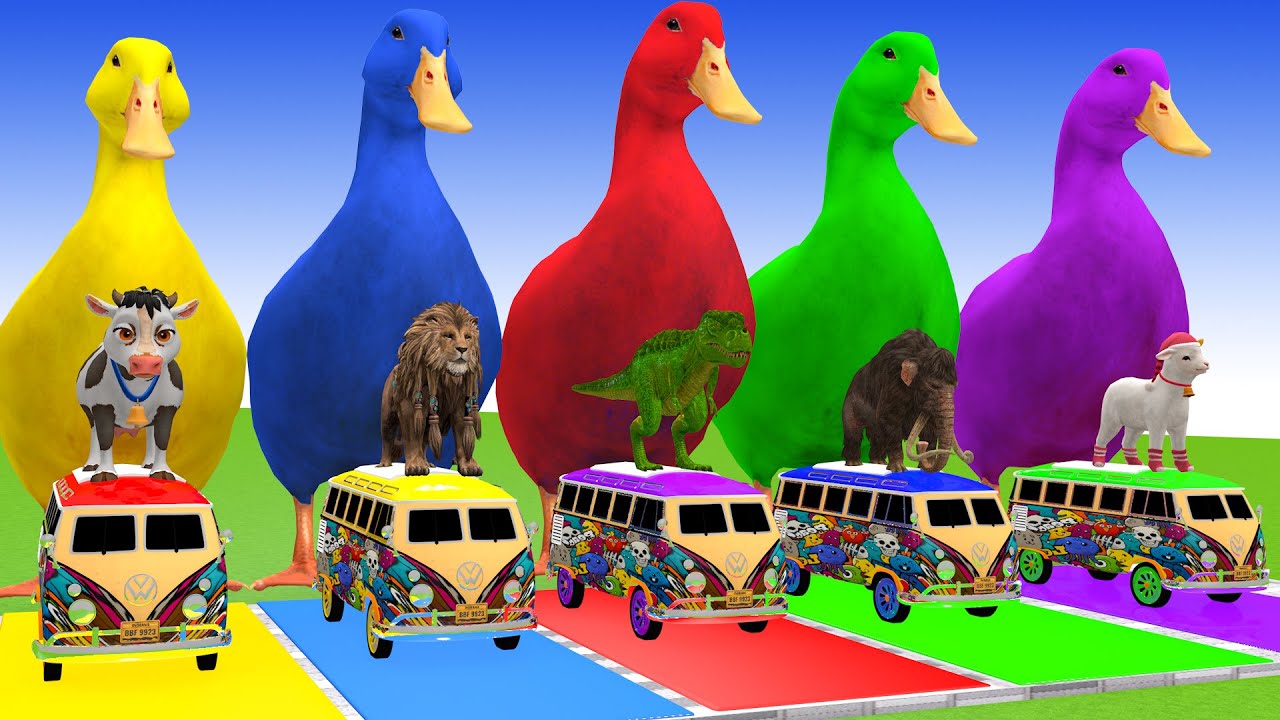 Long Slide Game With Cow Elephant Gorilla Hippopotamus Tiger 3d Animal Game Funny 3d Animals