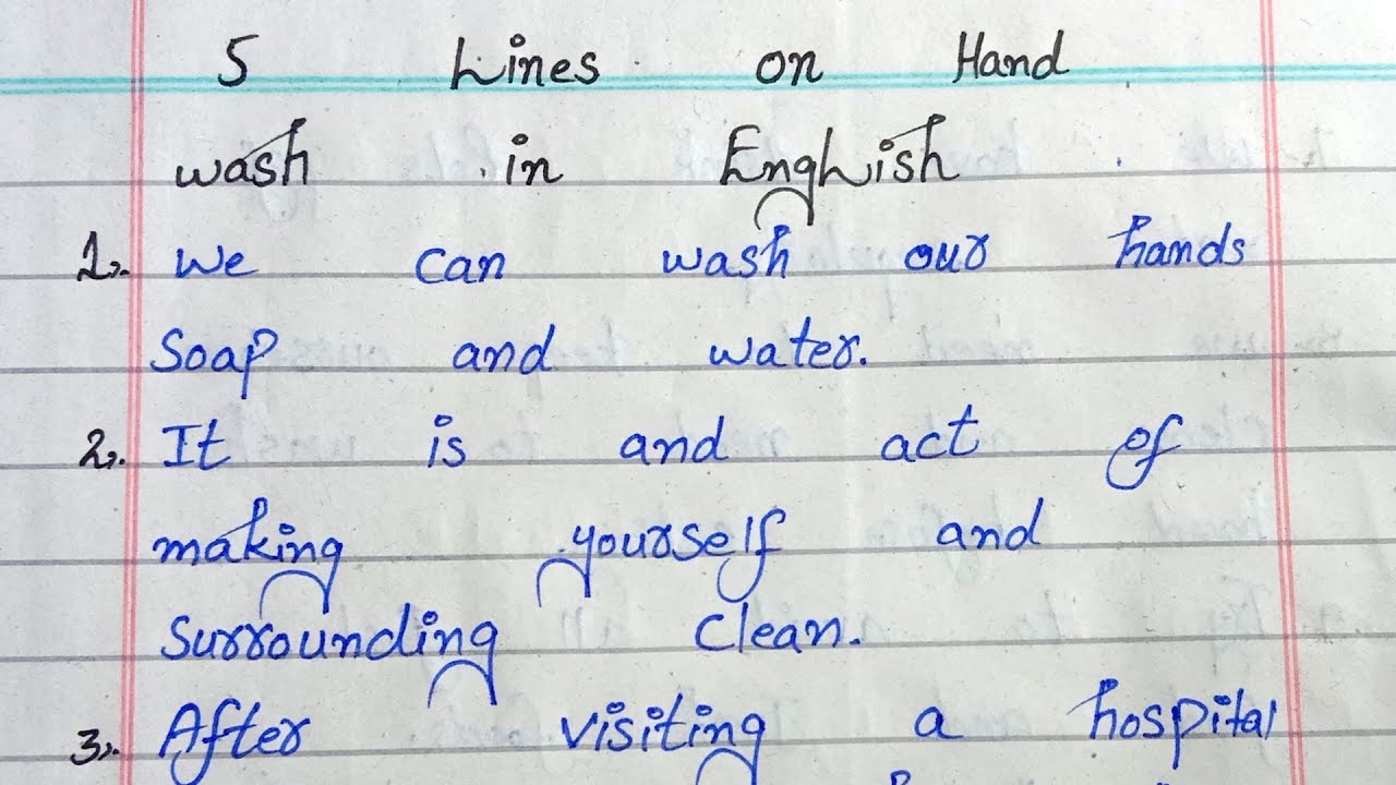 5 Lines on Hand Wash in English | Hand wash Essay In English | SR Handwriting