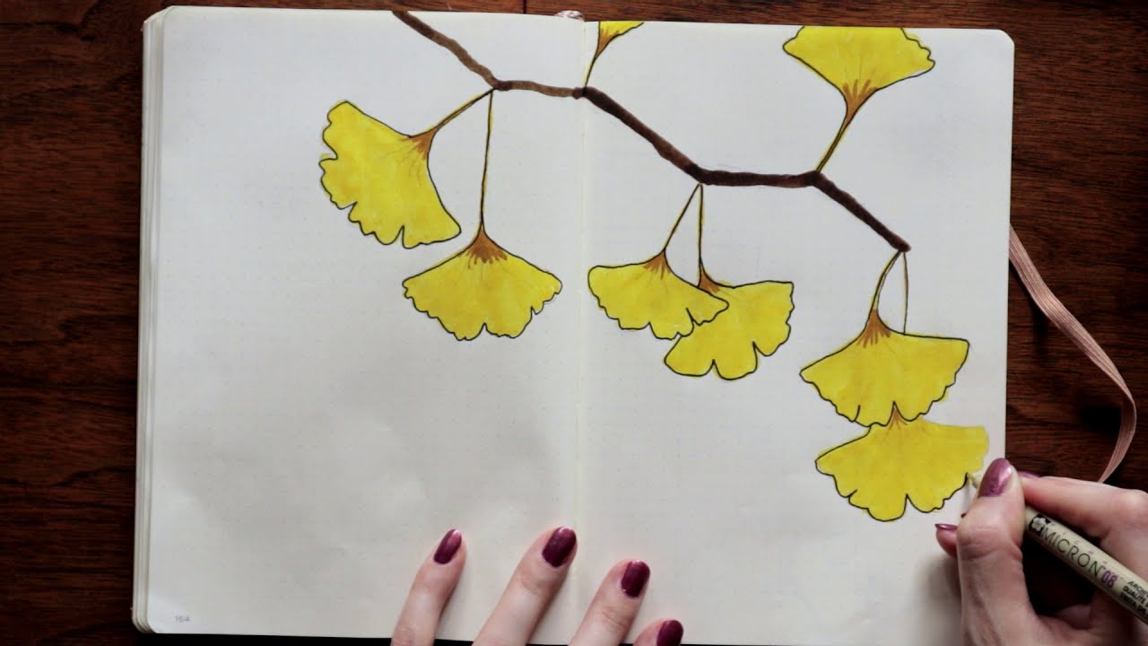October Bullet Journal Setup 🍂 Gingko Leaves Theme ASMR