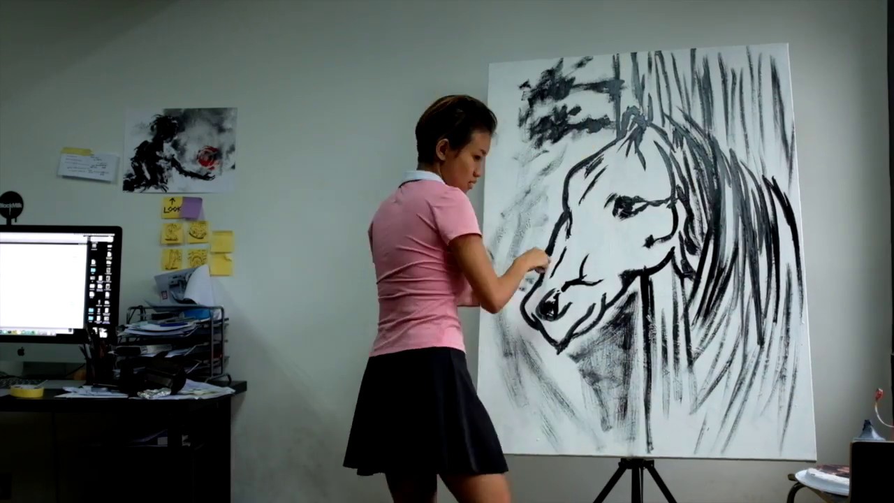 Horse or Frog Illusion Speed Painting Performance by Haze Long
