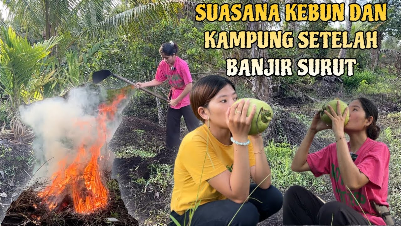 AKHIRNYA BANJIR SUDAH SURUT KE LADANG BAKAR RUMPUT DAN SAMPAH YANG BERTUMPUK