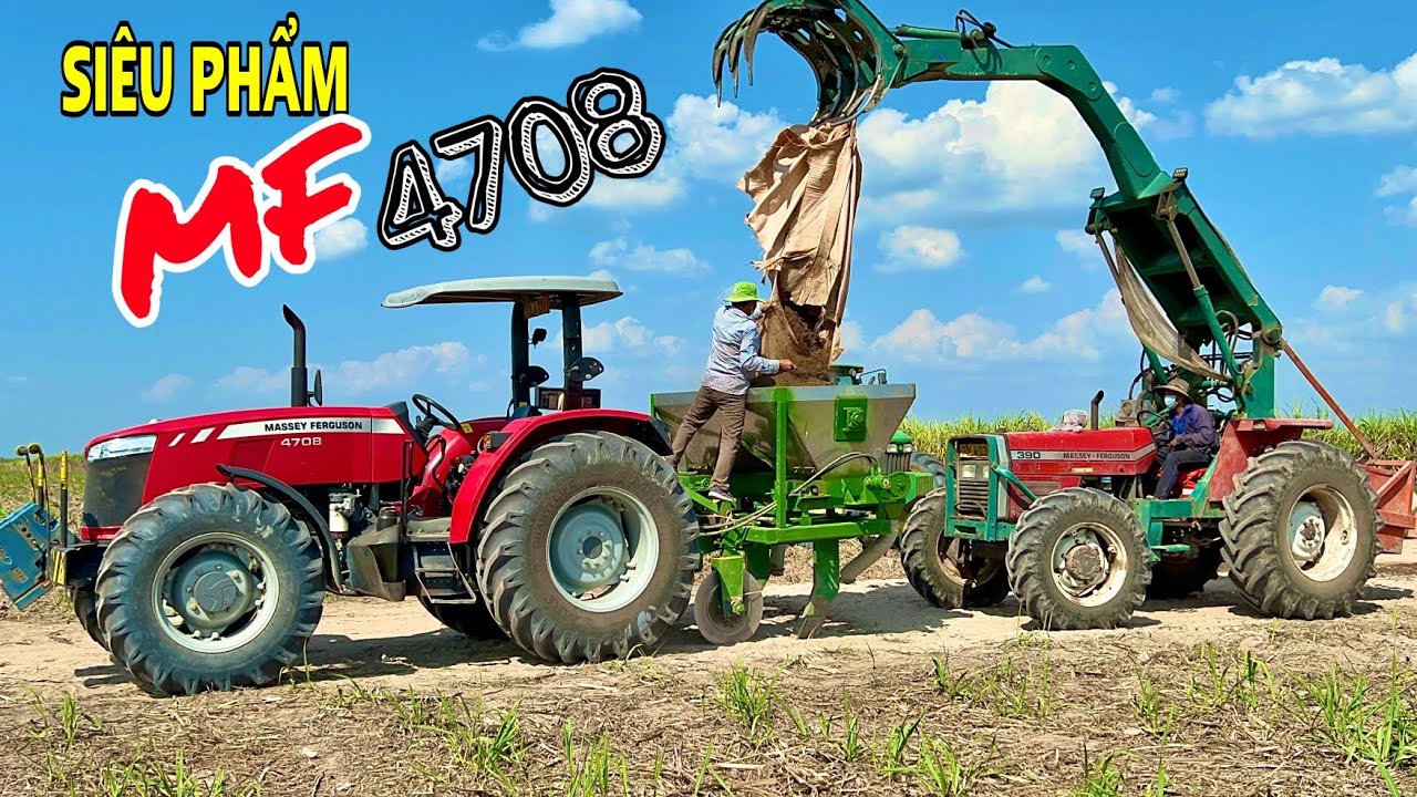 Siêu Phẩm Máy Cày Massey Ferguson 4708 Turbo Xe Đẹp Hàng Hiếm Bón Phân Vi Sinh Cây Mía Tơ