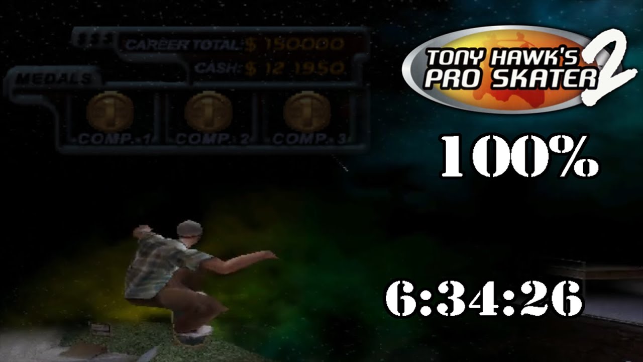 Tony Hawk's Pro Skater 2 100% Speedrun in 6:34:26 [WR 3/20/22]