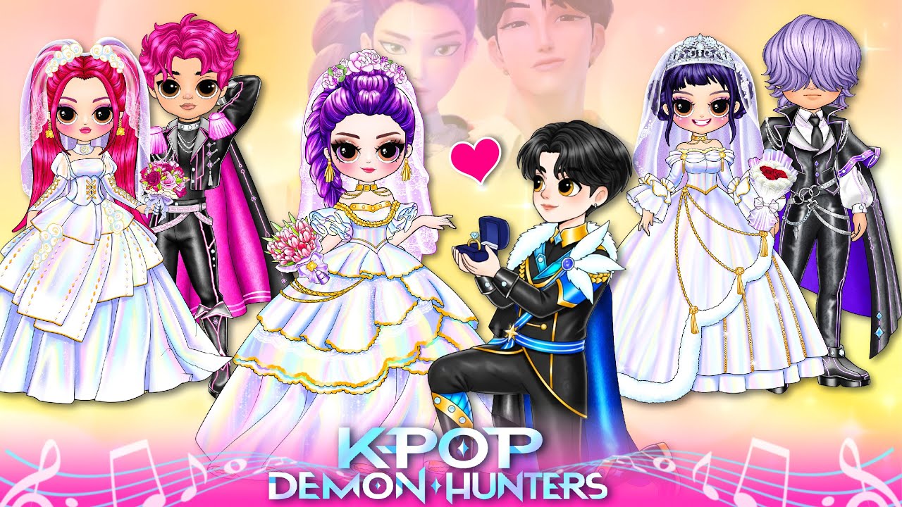 K-Pop Demon Hunters | Huntrix & Saja Boys in Stunning Wedding Outfits | Best DIY Fashion Paper Dolls