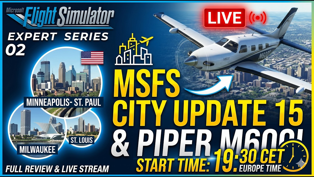 🔴 MSFS | City Update 15 LIVE Review & Piper M600 Turboprop Test Flight! ✈️
