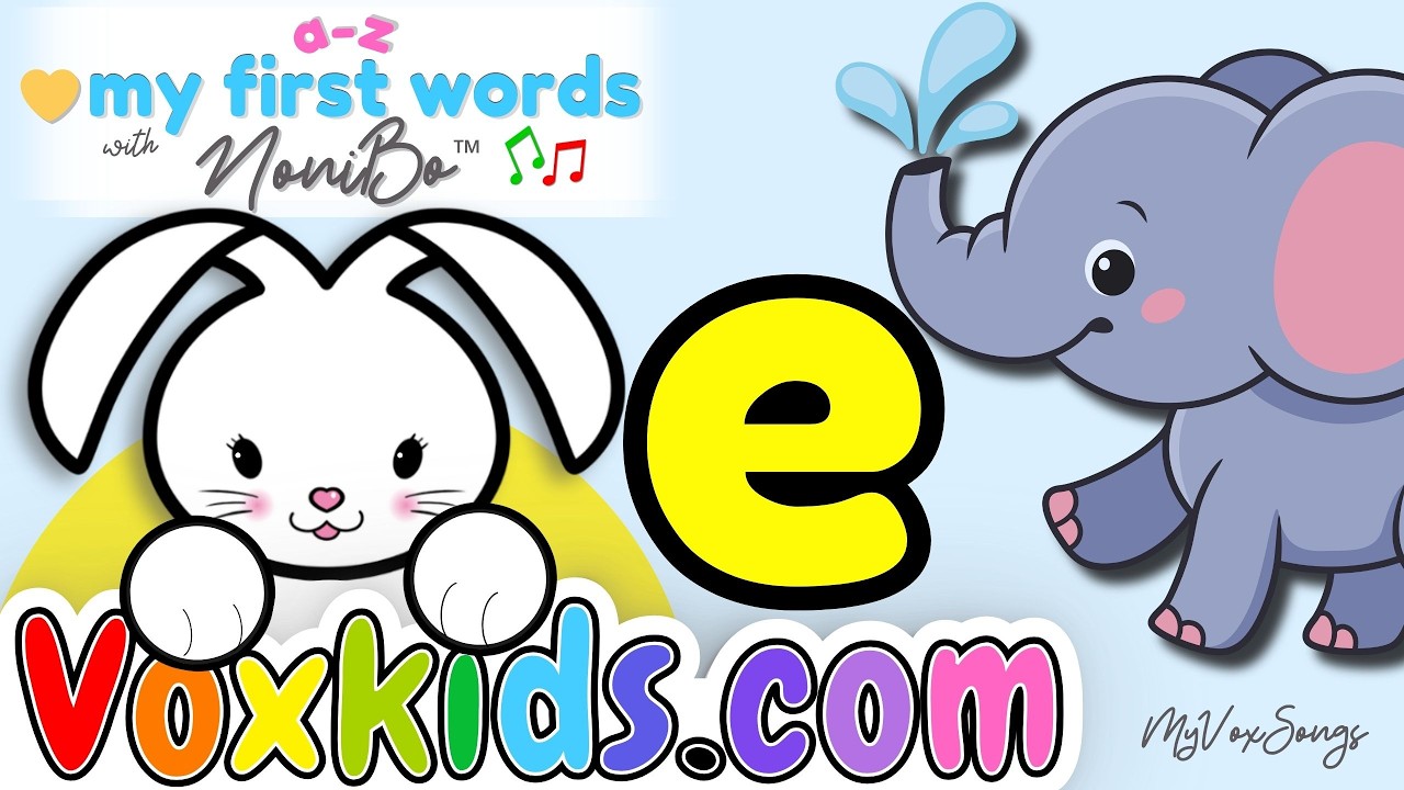 ⭐ Letter E &ndash; Learn &ldquo;Eh&rdquo; Sound & 10 First Words 🥚 | Nonibo A&ndash;Z Phonics | VoxKids&trade;