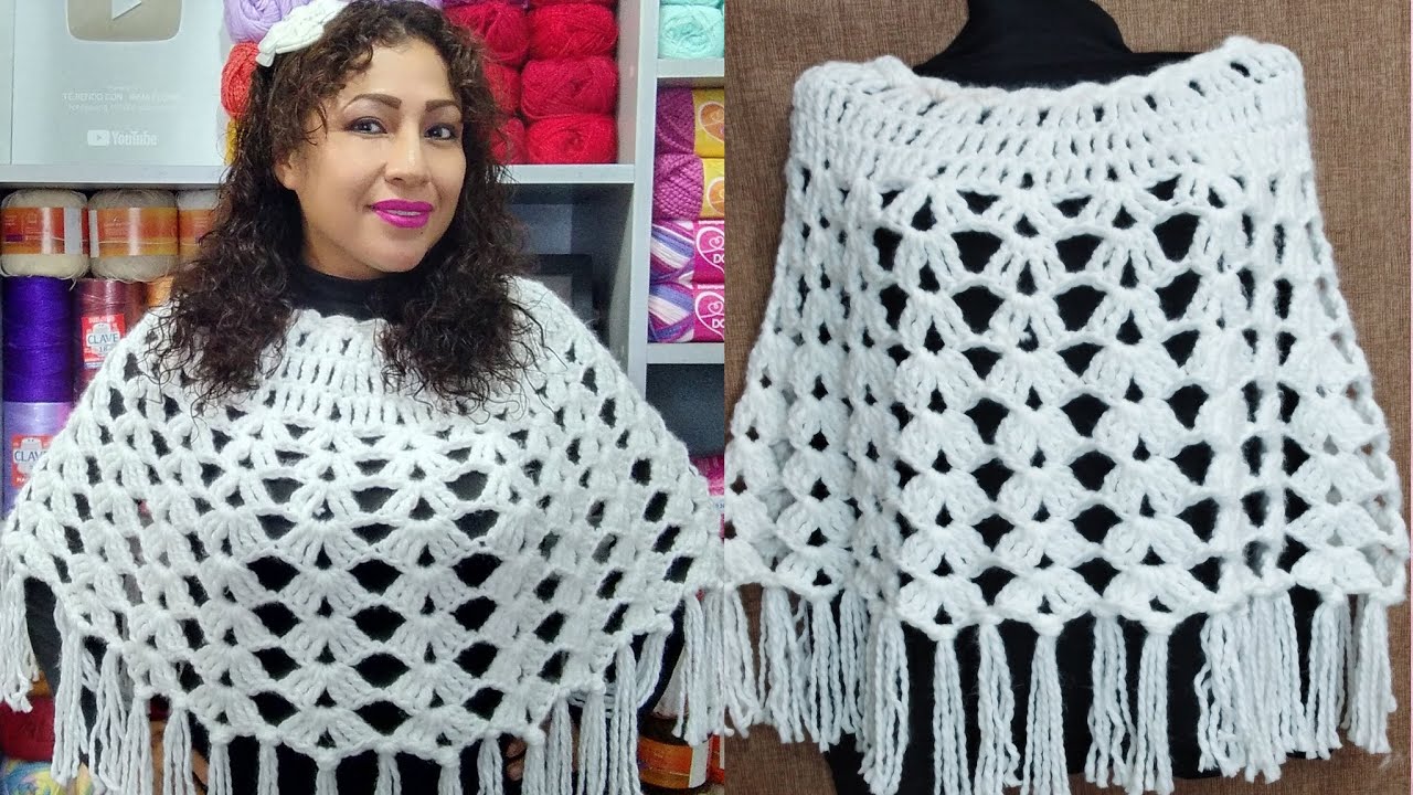 CAPA FÁCIL DE TEJER EN CROCHET CON EL PUNTO ABANICO DOBLE PASO A PASO