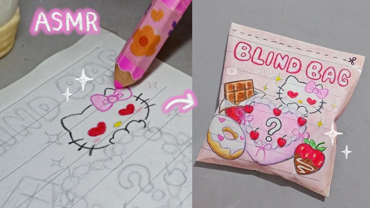 DIY Cute Hello Kitty Food 💖 Blind Bag Paper | ASMR | Drawing 