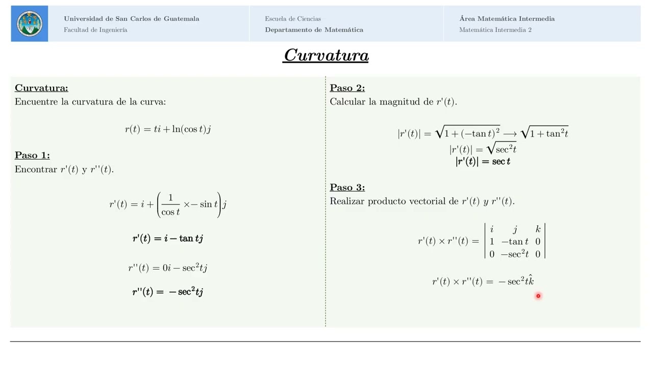CURVATURA - Video Tema Clave Examen MI2 - 012 (4.C )