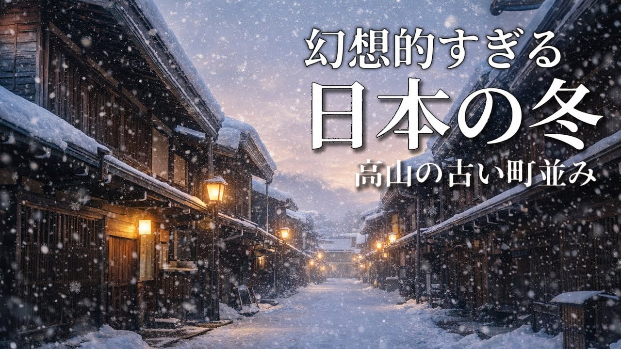 【4K 雪の飛騨高山】誰もいない早朝の古い町並み。幻想的すぎる静寂に包まれた冬の小京都を歩く|古い町並み|