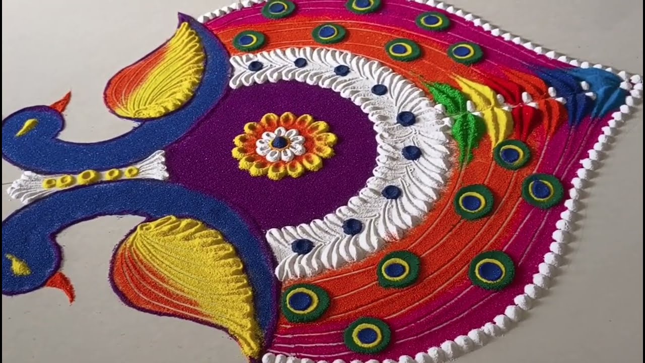 3 unique Peacock Rangoli design sankranti pongal || rangoli for haldi kumkum|| rangoli for festival