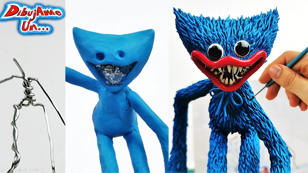 Como hacer a HUGGY WUGGY de Poppy Playtime Escultura Plastilina || How to Huggy wuggy | DibujAme Un