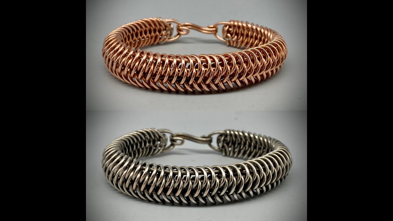Triple Corkscrew Copper Wire Bracelet made with the Flatwearable Wire Weaver