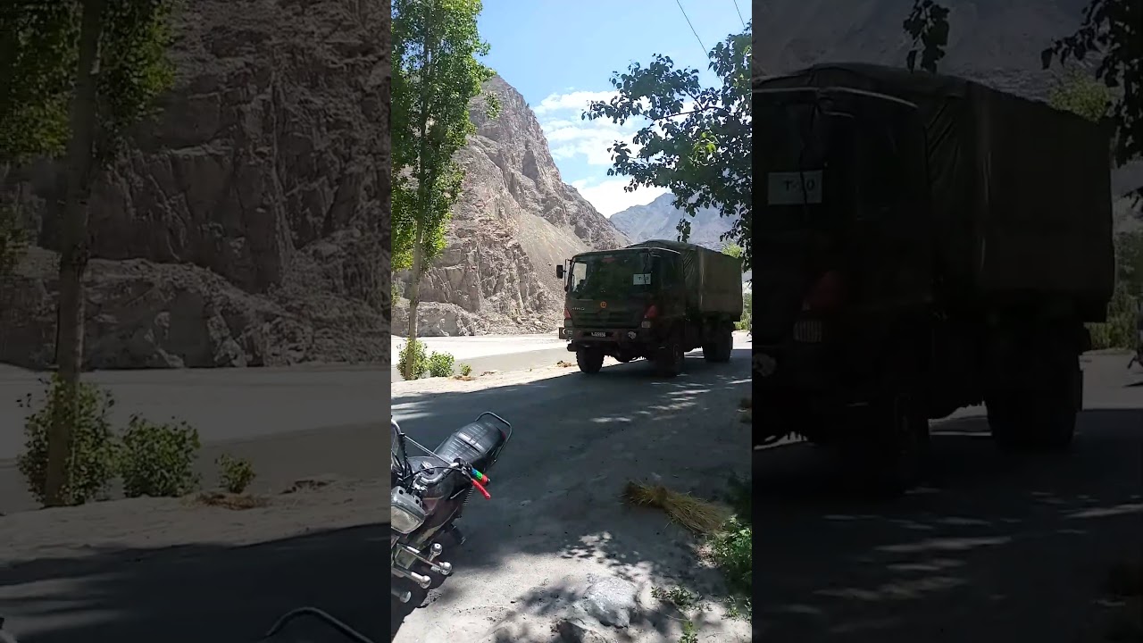 the Pakistani army truck Travaling on karakurom highway 