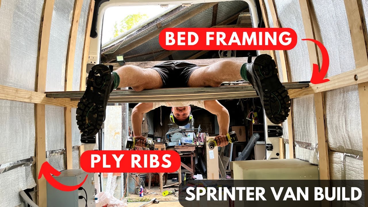 Installing a Bed in a Camper Van (Platform Bed) + Bench Seat Framing - EP15 Van Build