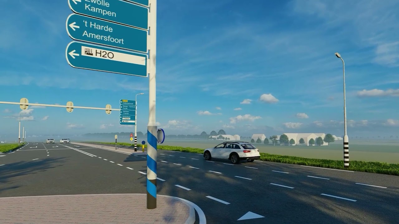 Impressie nieuwe afslag A28 ter hoogte van Wezep