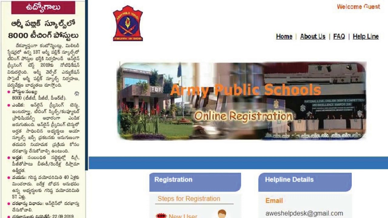 Army Public School 8000 PGT/ TGT and Primary Teacher Posts -Notification 2019