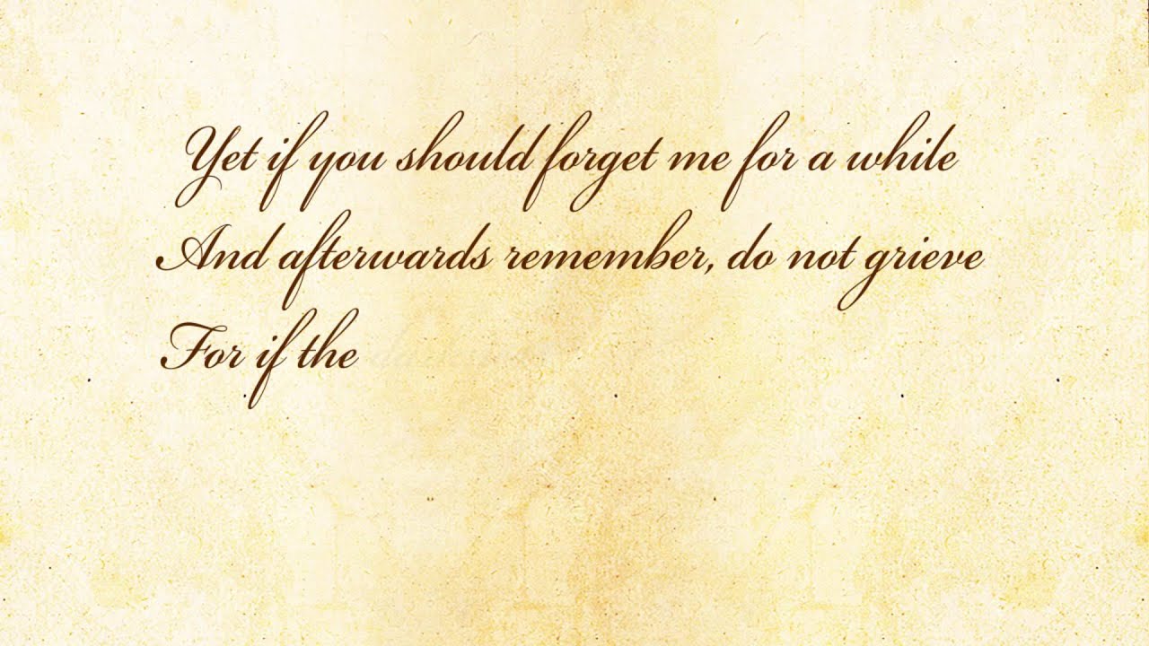 Remember by Christina Rossetti - Poetry Reading