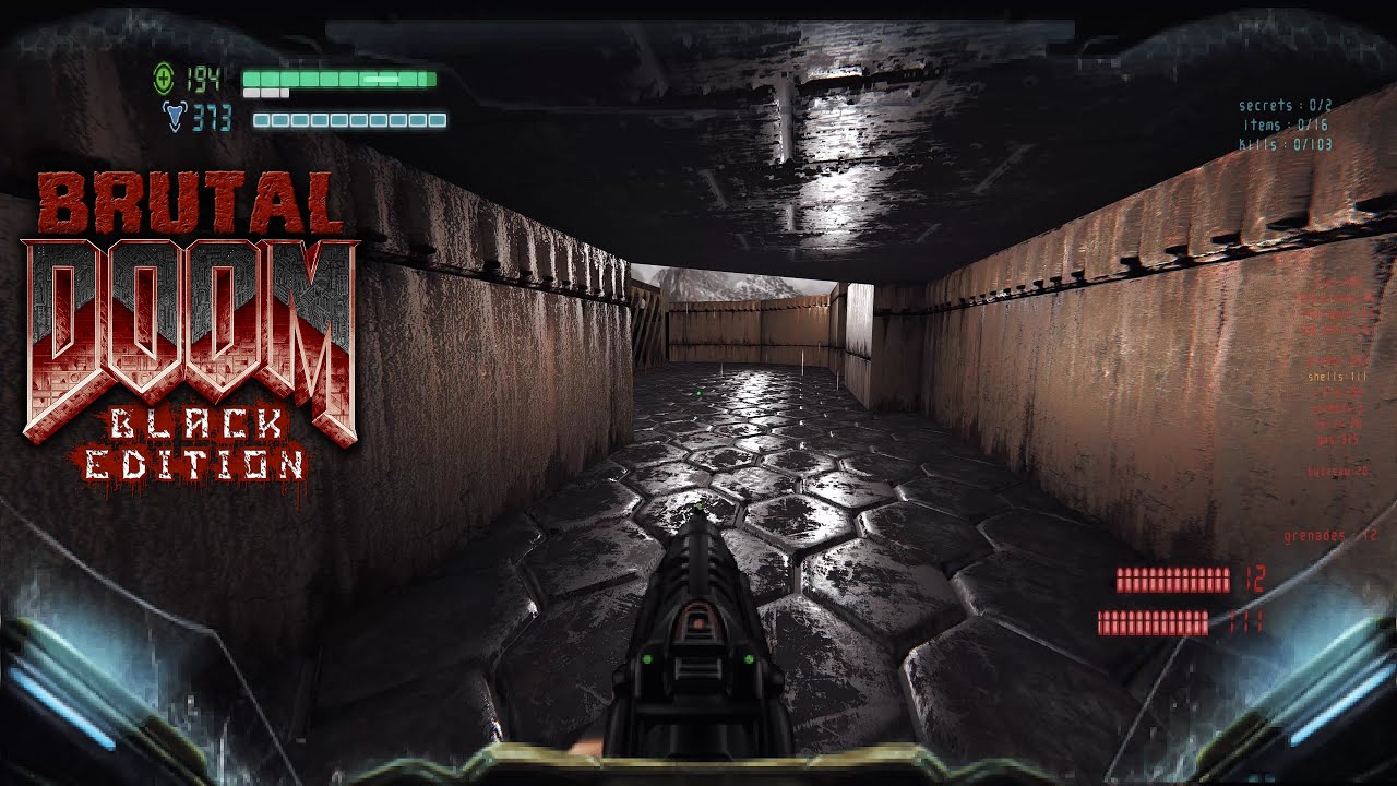 Brutal Doom Black Edition 3.35 [Rain, Parallax, Visor, Relighting] - Enhanced E1M9 | 4K/60