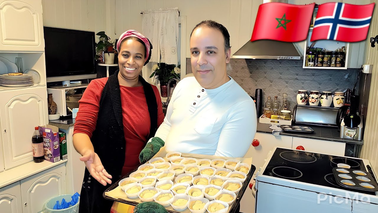 عائلة مغربية فيلاج النرويج/انا والزوجة ديالي درنا حلوة عيد الفطر//ودرنا البيتزا للفطور  