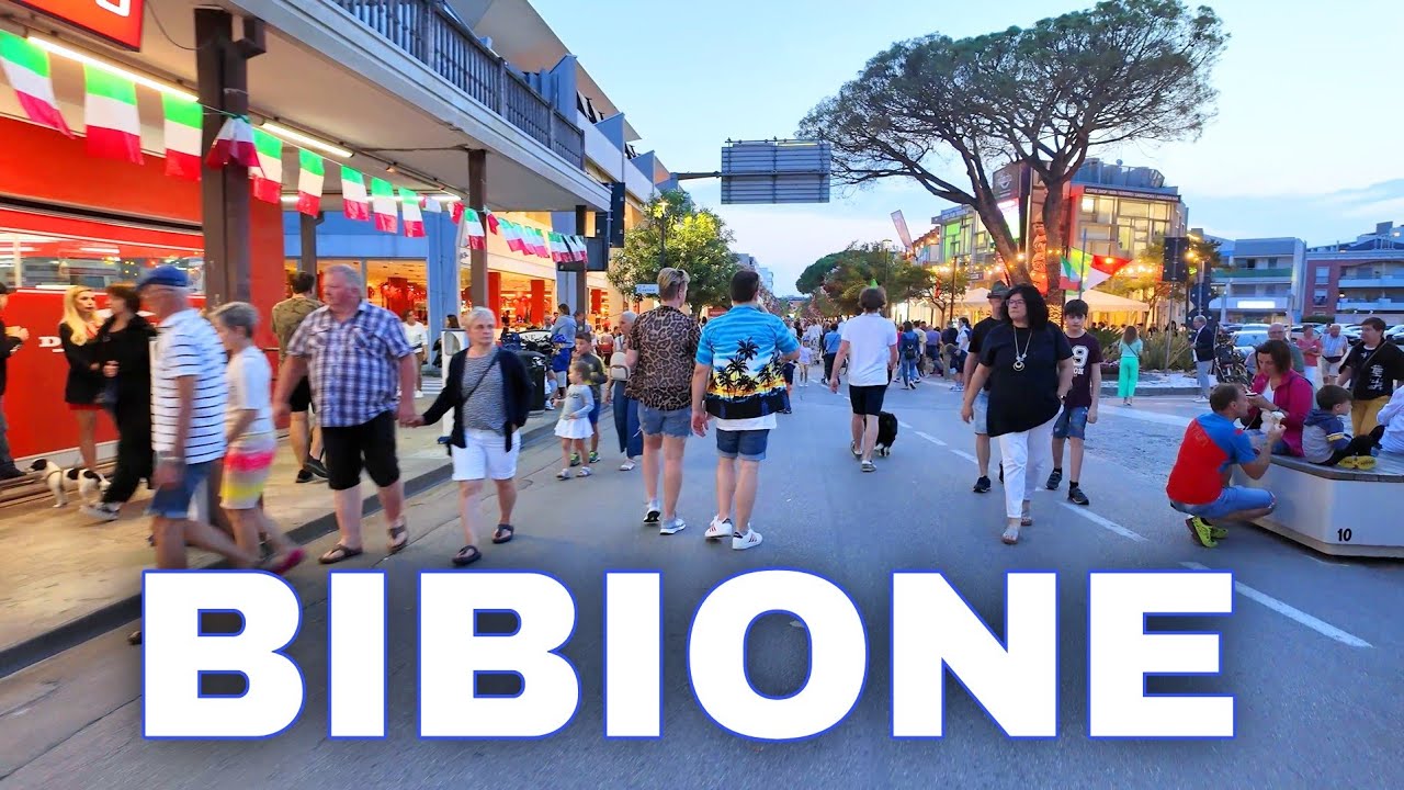 Bibione Italy 2024, Evening Walking Tour 4K UHD