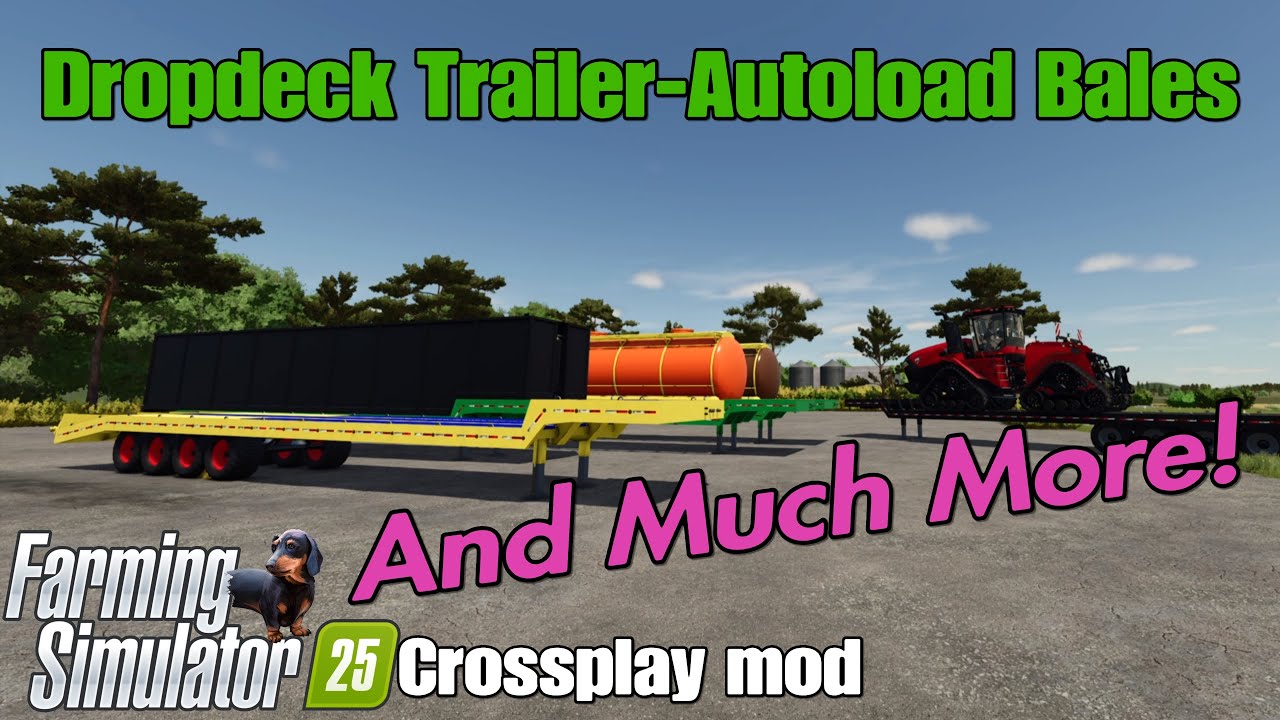 Dropdeck Trailer - Автозагрузка тюков / Кроссплей мод FS25