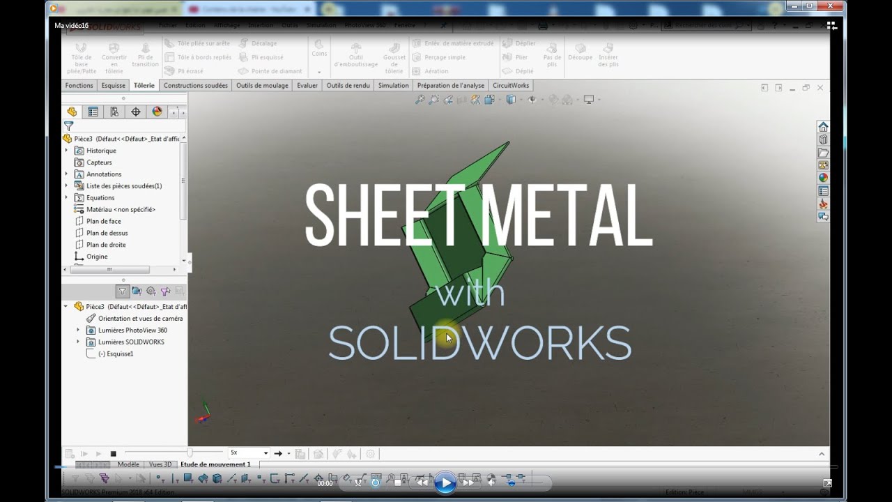 Formation 100 % Gratuite en SolidWorks / Tôlerie Métallique /sheet metal /DXF généré avec SOLIDWORKS