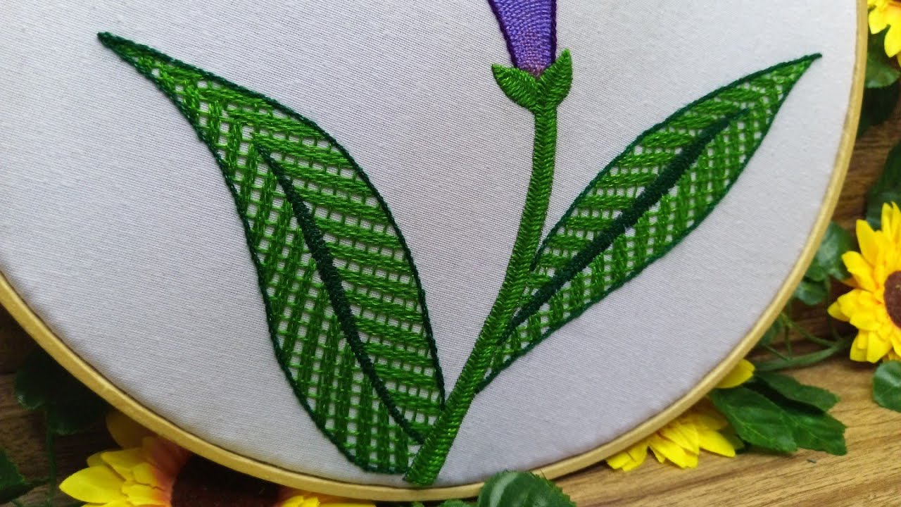 C&oacute;mo bordar hojas largas 🍃🌱/tutorial paso a paso!!!!