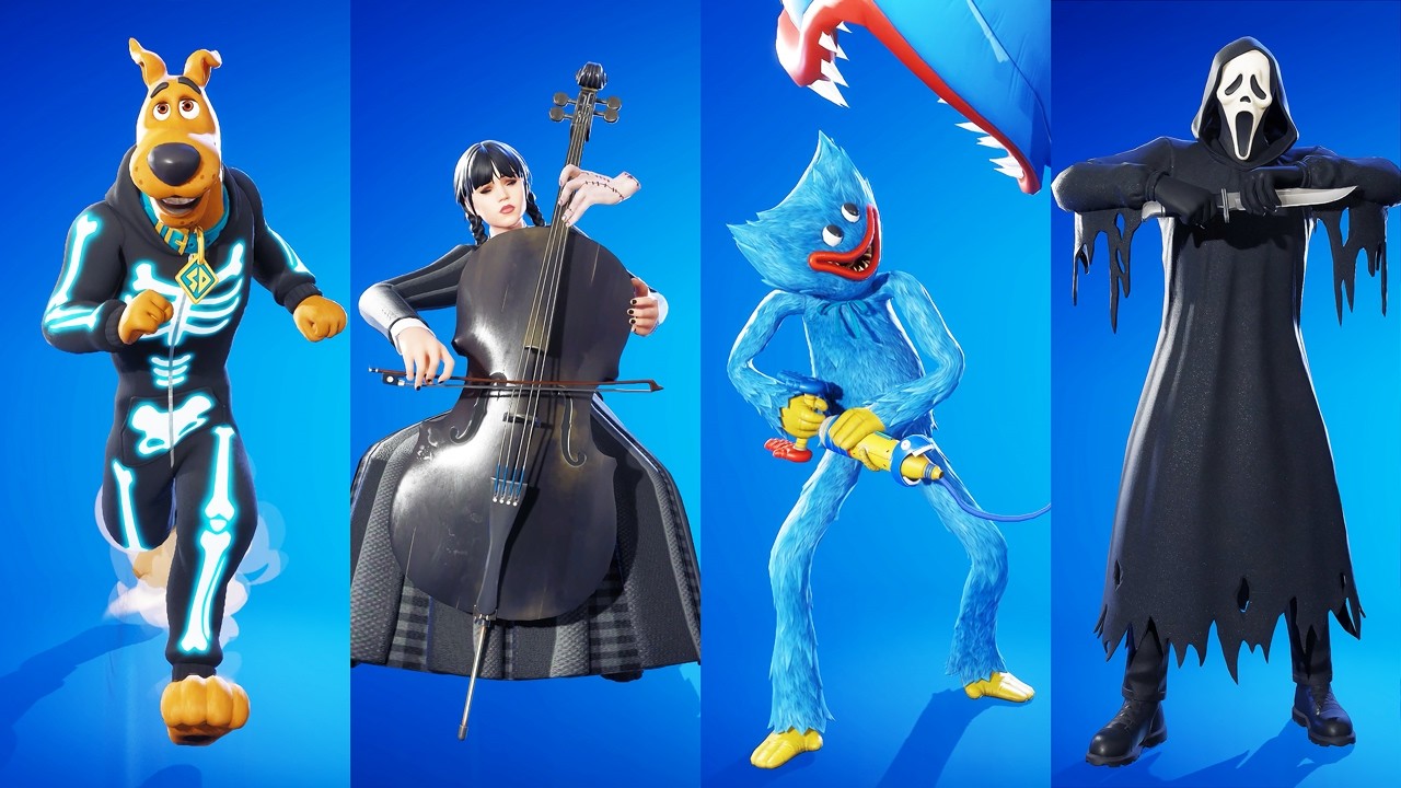 СОВЕРШЕННО НОВЫЕ танцы и эмоции на Хэллоуин в Fortnite (Huggy Wuggy, Scooby-Doo, Wednesday Dance,...