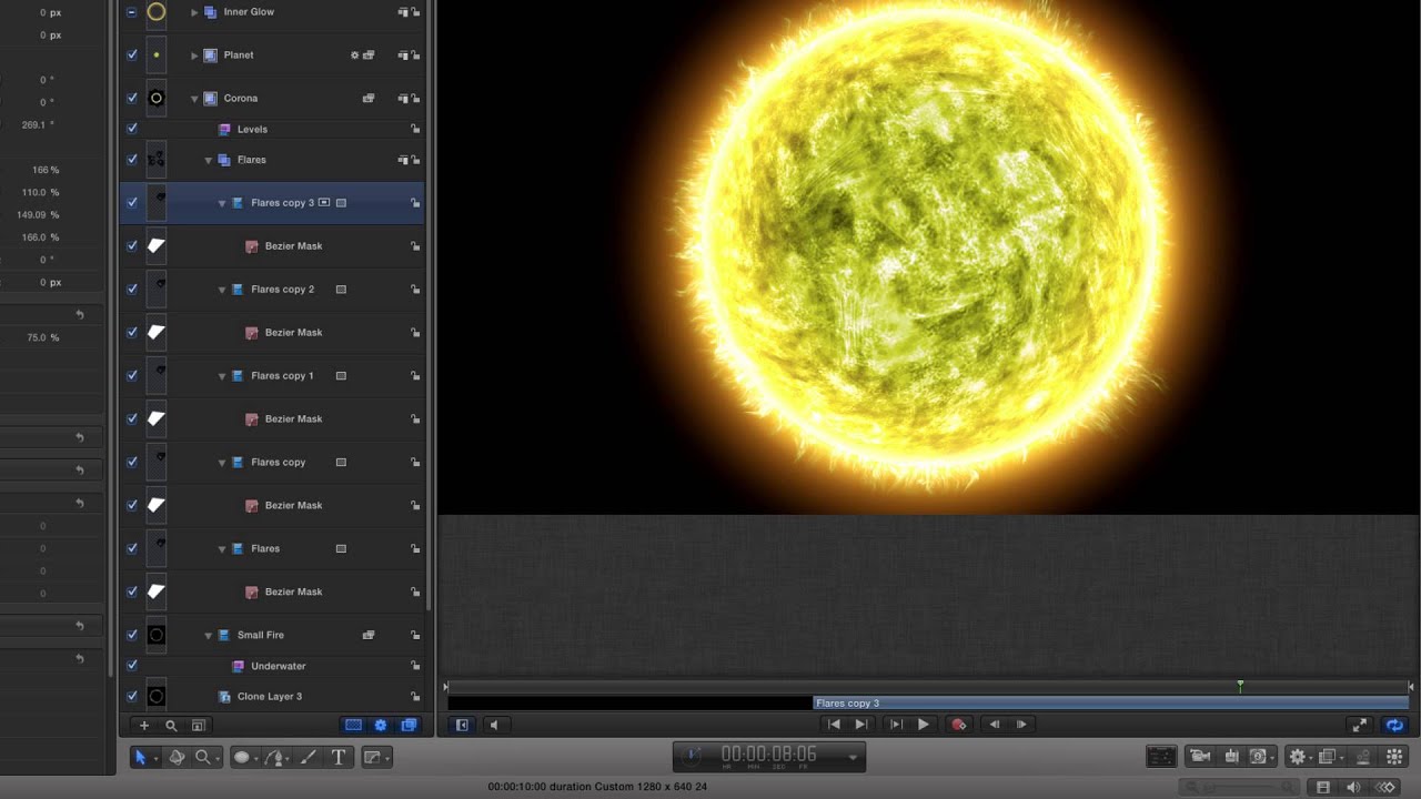 Apple Motion 5: Fiery Planet Tutorial Part 2 - Compositing the Scene