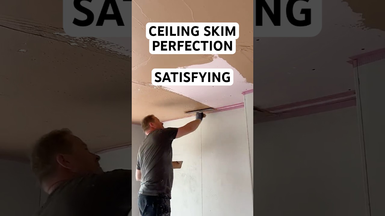 Ceiling Skim Perfection &ndash; Smooth Finish Every Time #ceilingskimming #satisfyingwork #plastering