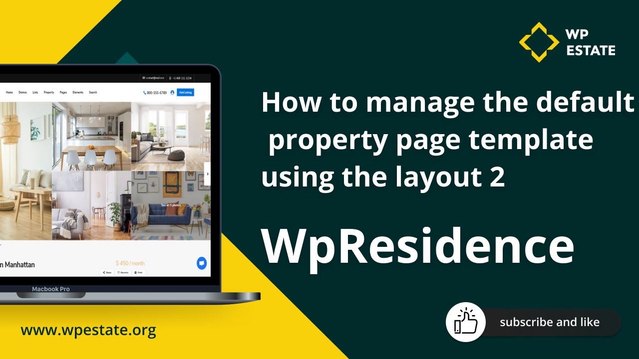 WpResidence - How to manage the default property page template using the layout 2