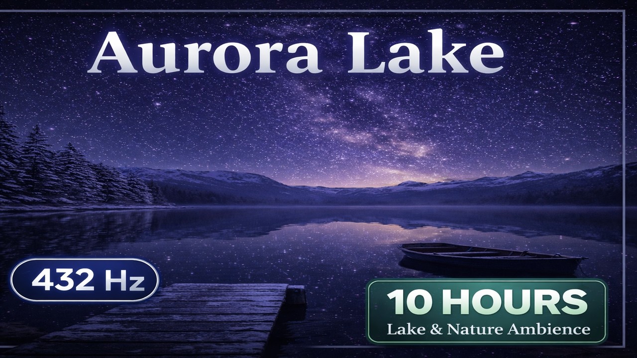 10 Hours 432Hz Aurora Lake 🌌 Deep Sleep Music | Night Nature Ambience, Calm Water & Stars
