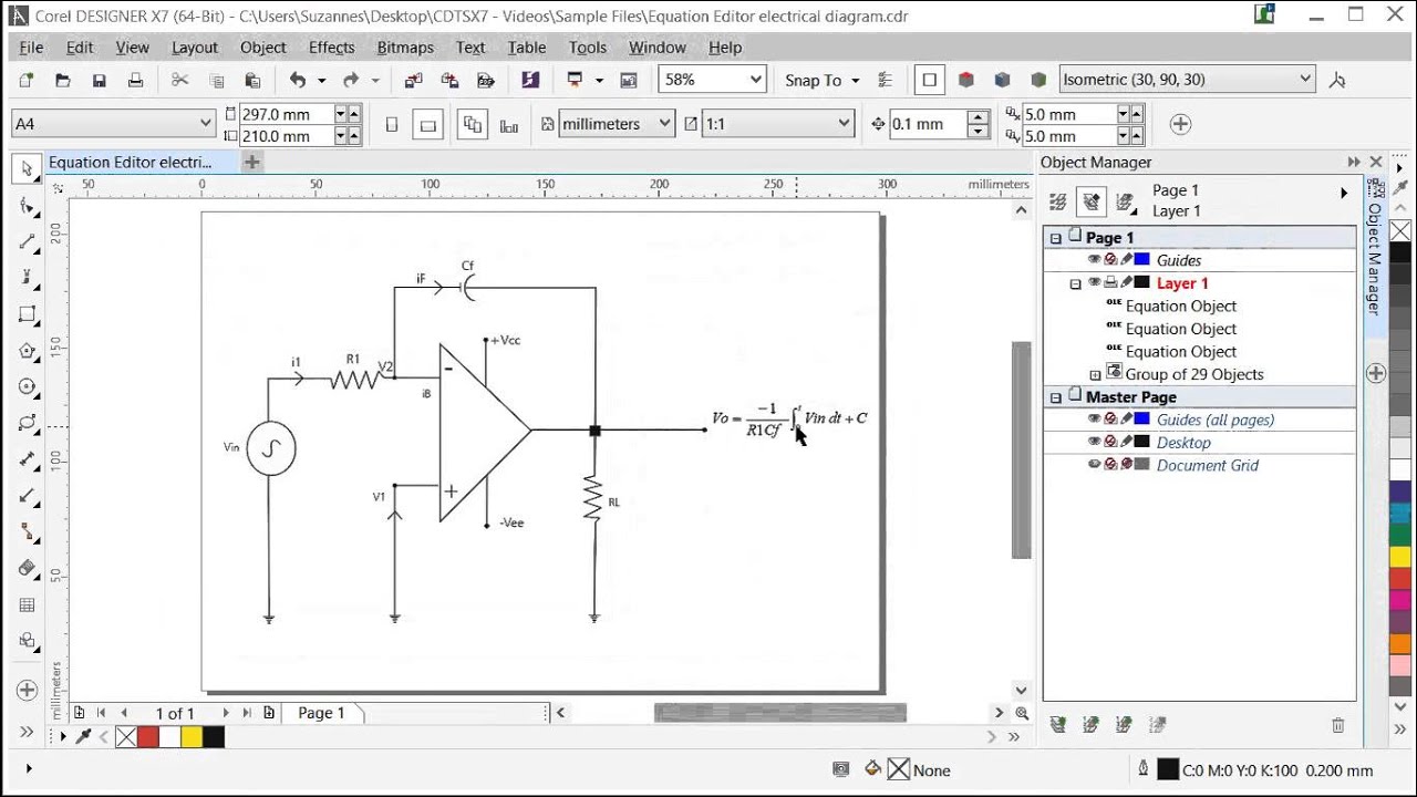 Inserting and editing Equations in Corel DESIGNER