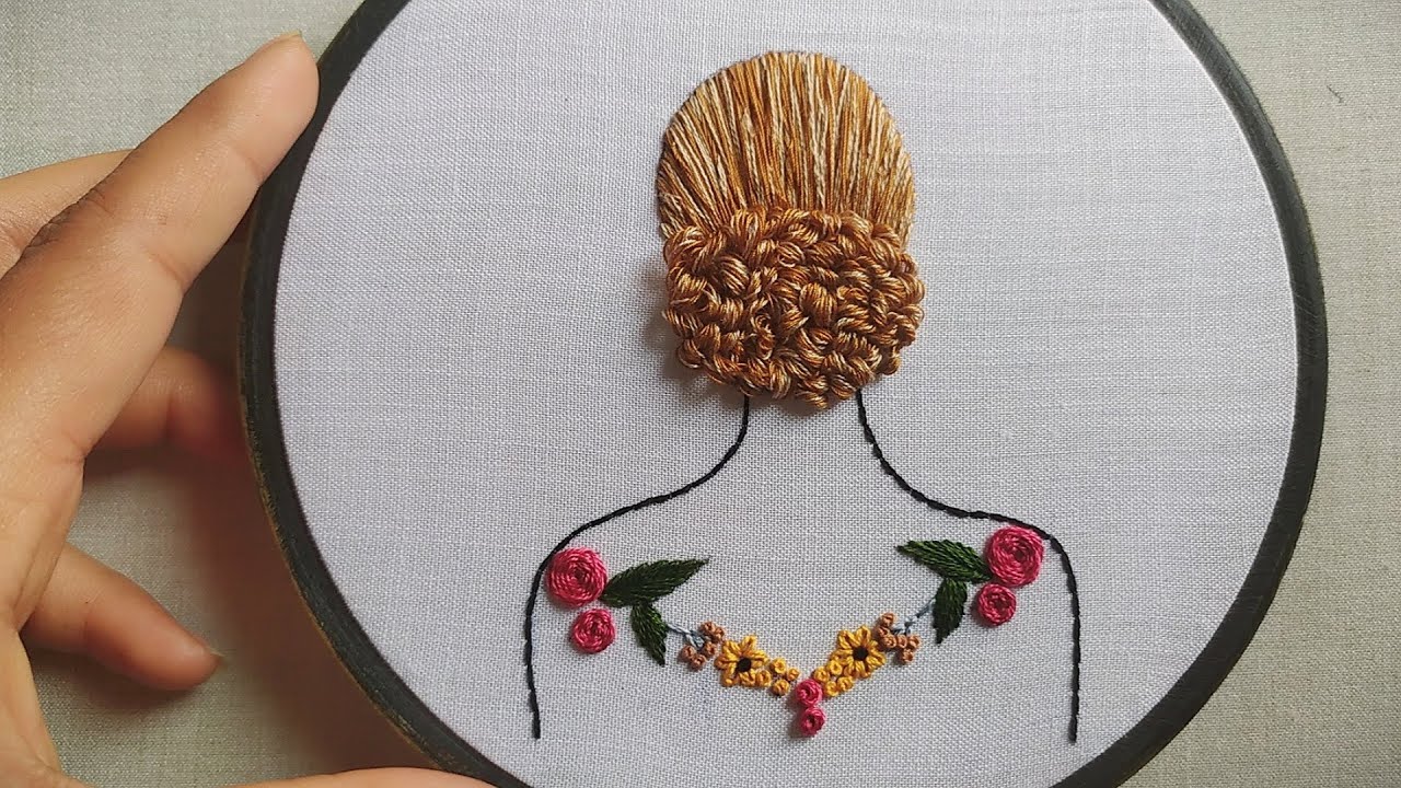 Girl and hair Embroidery Tutorial || Embroidery for beginners - Let's Explore