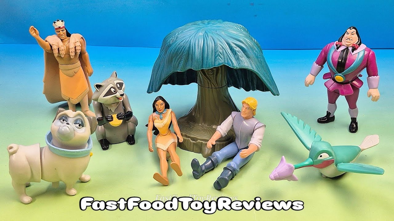 1995 WALT DISNEY'S POCAHONTAS set of 8 BURGER KING MOVIE COLLECTIBLES VIDEO REVIEW