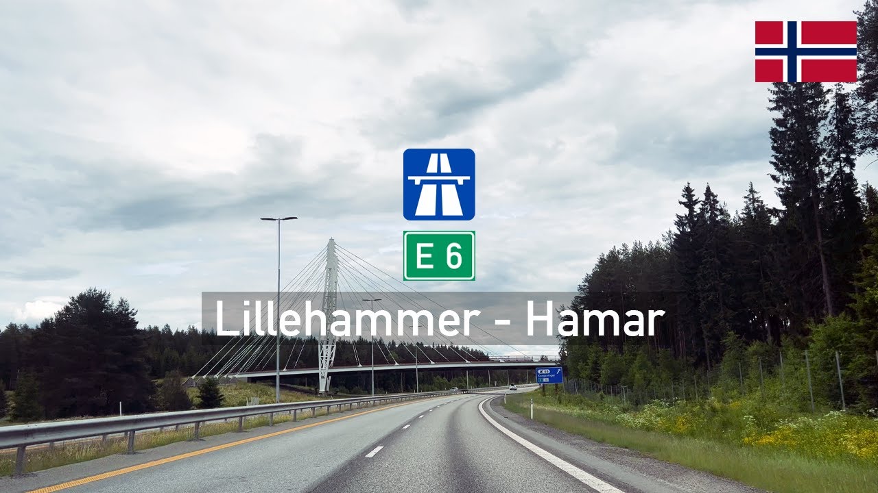 [4KHDR] Driving in Norway: Motorvei E6 from Lillehammer to Hamar