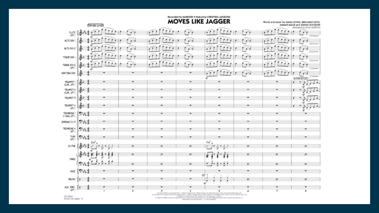 Moves Like Jagger arranged by Paul Murtha