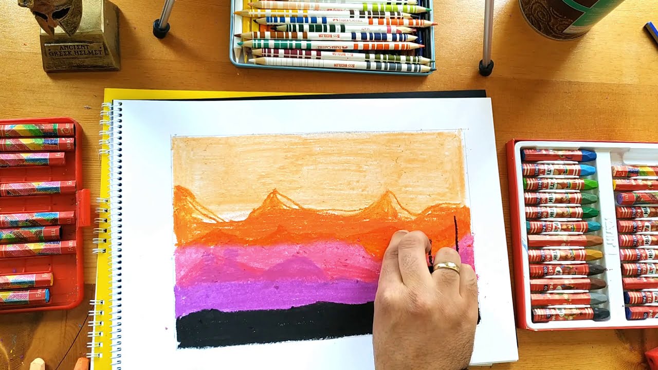 Pastel Boya İle Manzara Resmi Çizimi | Dağ Manzaralı | Adım Adım KOLAY