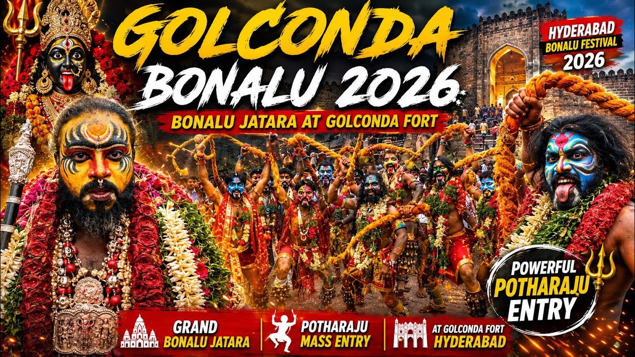 Golconda Bonalu 2026 | Bonalu Jatara at Golconda Fort | Potharaju Entry at Bonalu  2026Hyderabad